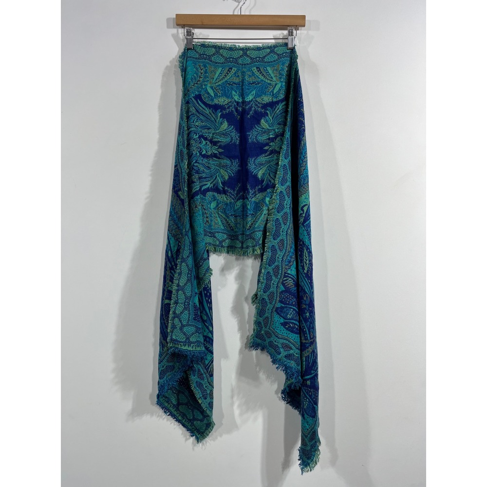 Womens Boho Artsy Retro Paisley Reversible Shawl Wrap Fringe Scarf Whimsical